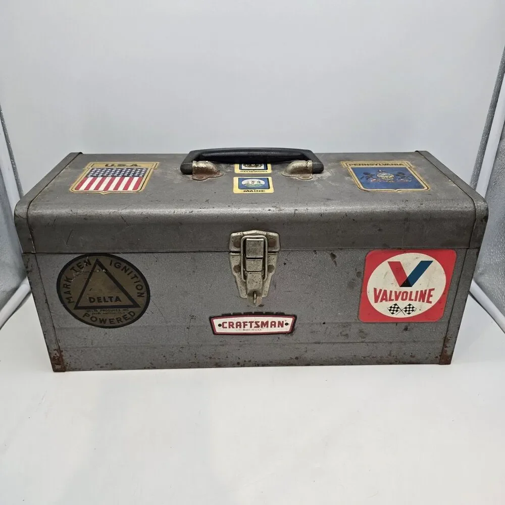 Vintage Crown Logo Craftsman Sears Mechanic’s Toolbox w Tray 65013 17x7x7.5” USA